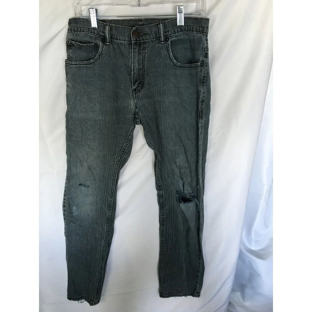Levis 511 Skinny Jeans Mens Gray Faded Distressed Denim Pants